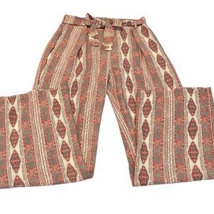 Bebop size small Bohemian Patterned Wide leg Pants in Rust and Cream like new